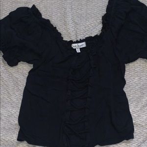 Black off the shoulder crop top